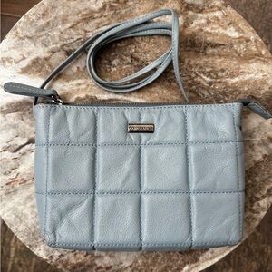 Constance Quilted Blue Leather Crossbody Bag